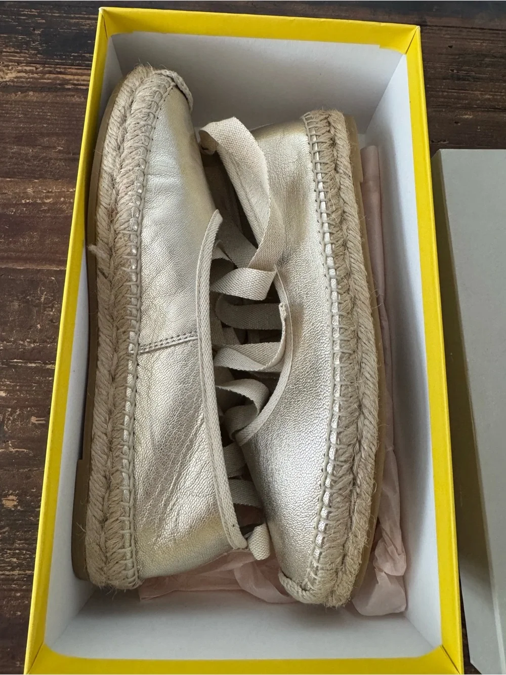 BODEN Ankle Tie Espadrilles/gold foil